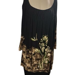 Investments Black and Brown Tunic with Green Accents